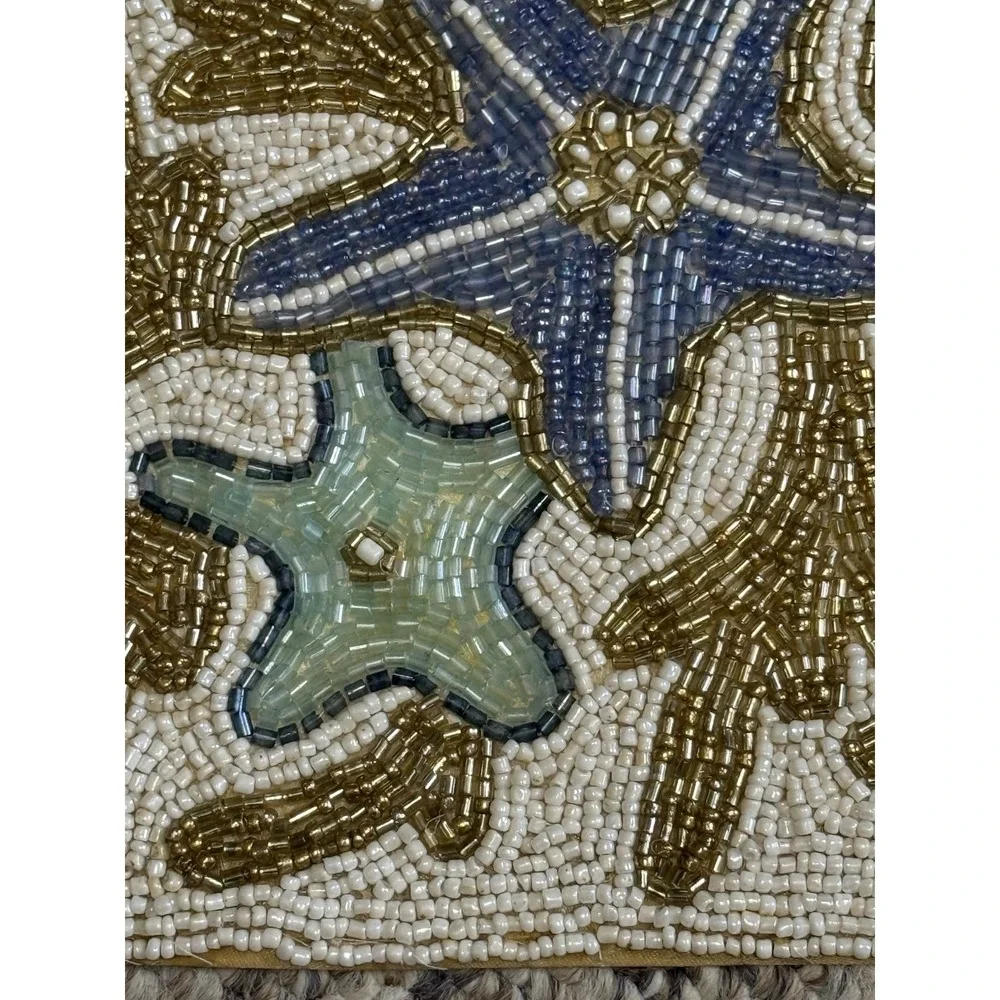 Hand Beaded Table‎ Runner SEA CORALS 13 x 36 centerpiece coastal beach